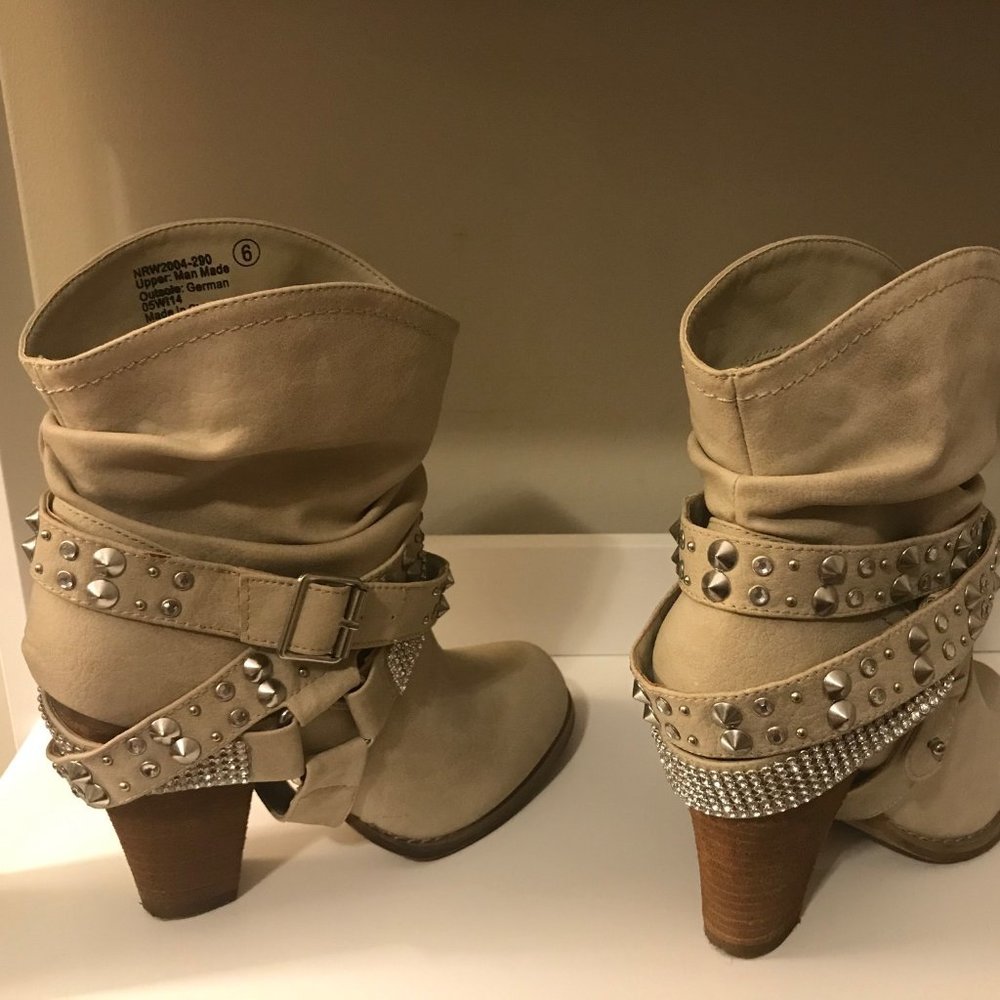 studded beige boots